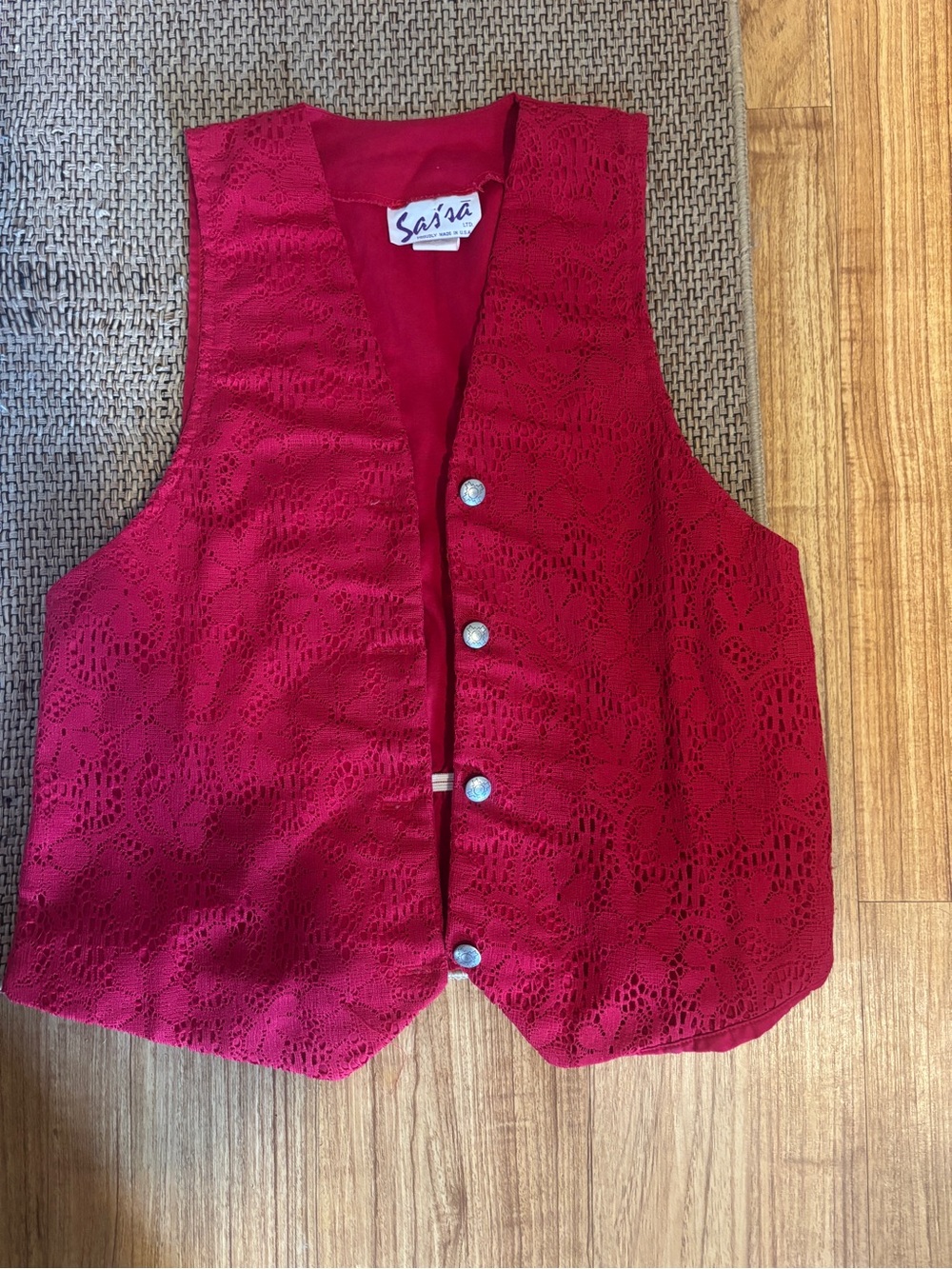 Sassa Red Lace Button Vest